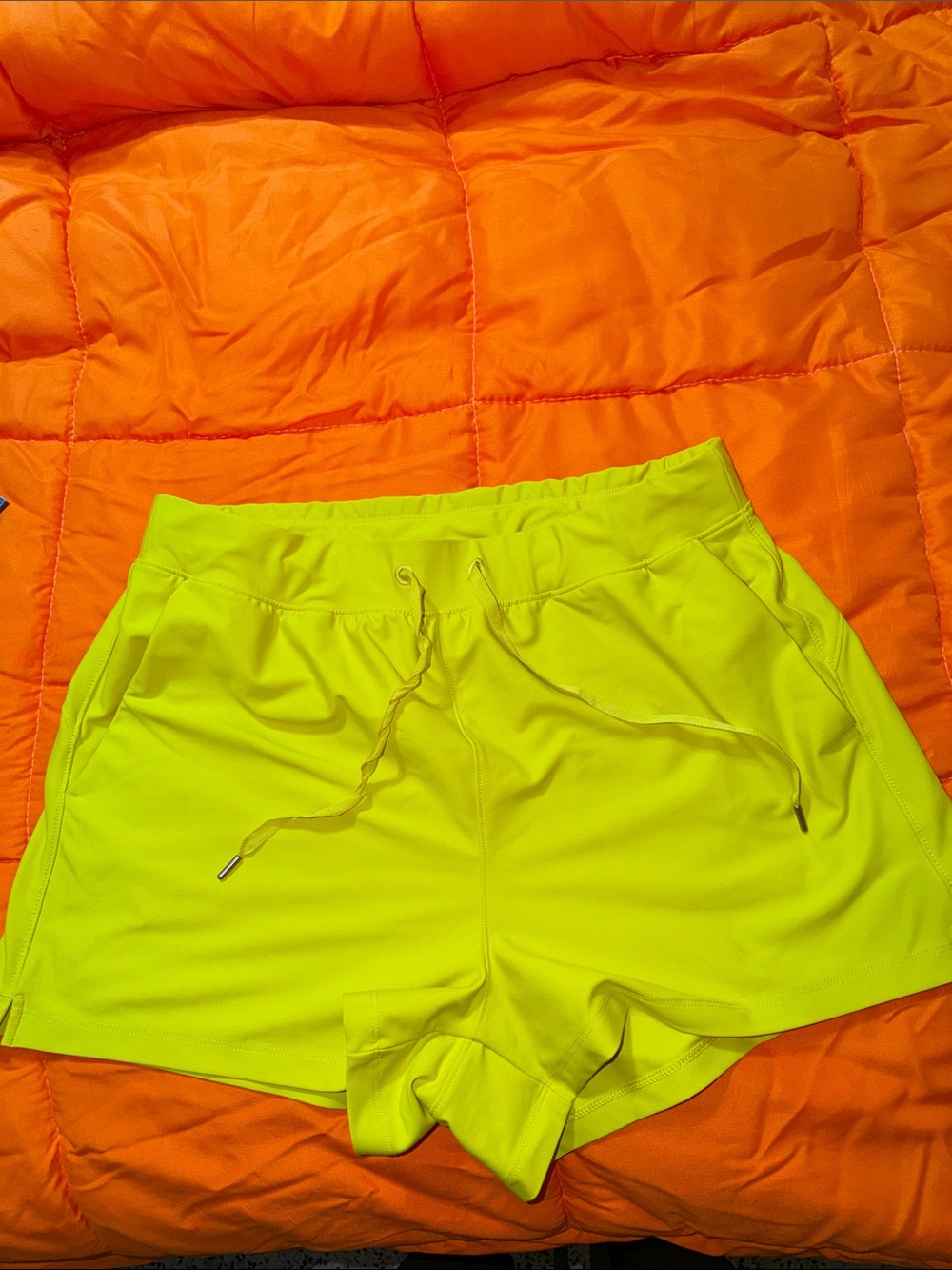 Old Navy Neon Yellow Athletic Drawstring Shorts